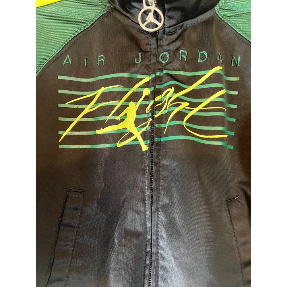 Kids Jordan Flight Track Jacket Green Black Size 4T‎ Athletic Zip Up